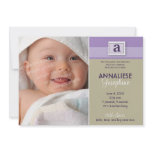 Stamped Monogram Birth Announcement :: purple invitations