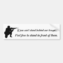 Stand Behind Or In Front - Black on White Graphic Bumper Stickers