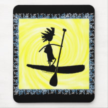Stand Up Paddle Silhouette Design Mouse Pads