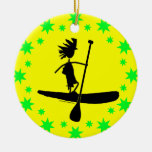 Stand Up Paddle Silhouette Design Christmas Tree Ornament