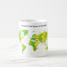 Standard Time Zones World Map 2013 Coffee Mugs