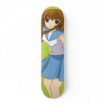 Standing anime girl skateboards