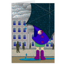 standing out in the rain greeting cards