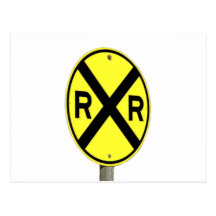 Standing Railroad Crossing Sign Postcard