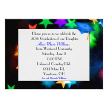 Star Bokeh with Blue Graduation Hat Custom Announcement