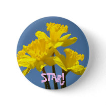 STAR! button Yellow Bright Daffodils Flowers