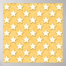 Star Cookies Pattern. Golden Yellow. Print