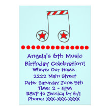 Star Musical Note Party Invite