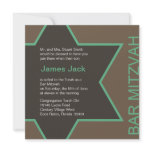 Star of David Bar Mitzvah - Green & Brown invitations