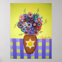 Star of David Flowers Print