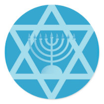 Star of David Menorah Round Stickers