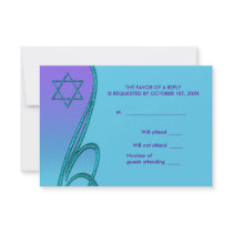 Star of David RSVP Cards Purple Teal