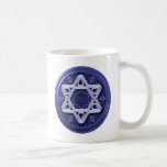Star of David Silver on Blue mugs