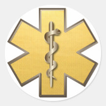 Star Of Life(Gold) Round Sticker
