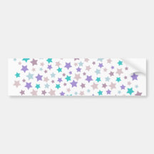 Star Pattern - Purple Pink and Blue on White Bumper Sticker