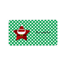 Star santa with green and red polka dots labels