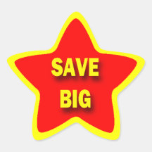 Star Shape SAVE BIG Retail Stickers