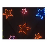 Star shaped neon lights postcards