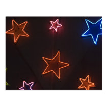Star shaped neon lights postcards