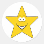 Star Smiley Face Round Sticker