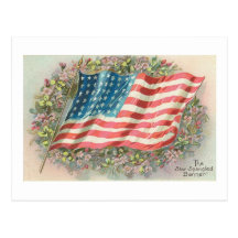 Star Spangled Banner Old Glory Floral Post Card