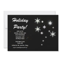 Star Sparkle Black Holiday Party Custom Invite