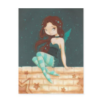 Star- sweet star fairy on a brick wall post cards