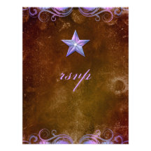 Star Wedding Reply Card Vintage Brown Purple Personalized Announcements