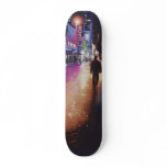 "Stardust" New York at Night Watercolor skateboards