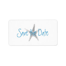 Starfish (B&W) Save the Date Label
