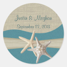 Starfish & Burlap Teal Beach Stickers