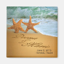 Starfish Couple ASK ME TO PUT NAMES IN THE SAND Refrigerator Magnet
