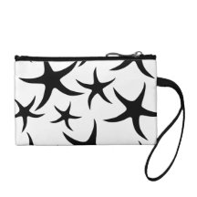 Starfish Pattern in Black and White. Coin Purses