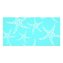 Starfish Pattern in Turquoise and White. Personalized Photo Card