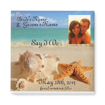 Starfish&Seashells beach save the date pic magnet