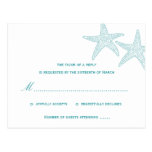 Starfish Wedding RSVP Postcard - Turquoise