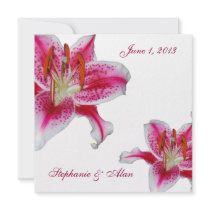Stargazer Lily On White Wedding Invitation