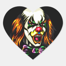 Staring Evil Clown Heart Sticker