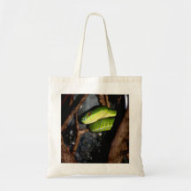 Staring green snake canvas bag