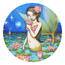 Starlight Lily Mermaid Round Stickers