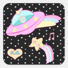 Starry Alien Space Ship Sticker