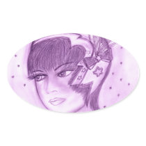 Starry Flapper in Purple Oval Sticker