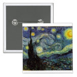 starry night,1889,Vincent van Gogh Pinback Buttons