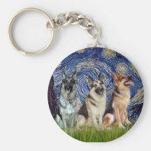 Starry Night - 3 German Shepherds Key Chains