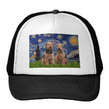 Starry Night - Airedale Terriers (two) Hats