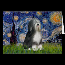 Starry Night - Black & White Tibetan Terrier cards