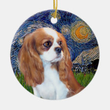 Starry Night - Blenheim Cavalier Puppy Christmas Tree Ornament