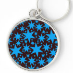Starry Night, Bold Blue on Black, graphics design Key Chain