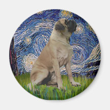 Starry Night - Bull Mastiff #1 Refrigerator Magnets
