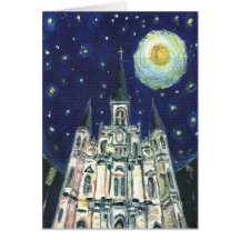 Starry Night Cathedral Greeting Card